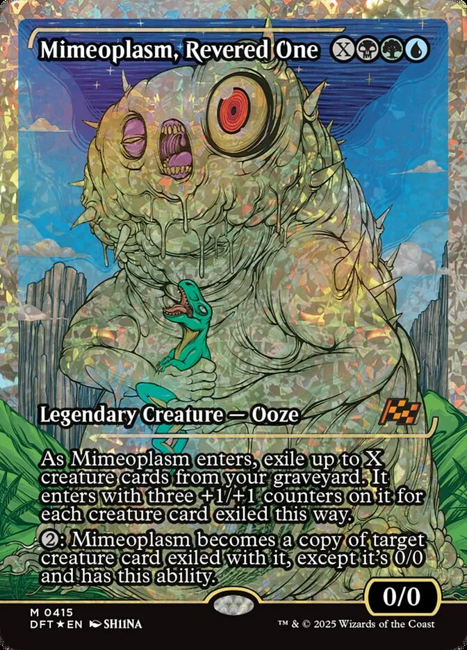 2025 Aetherdrift Mimeoplasm, Revered One mythic #415 mythic card image