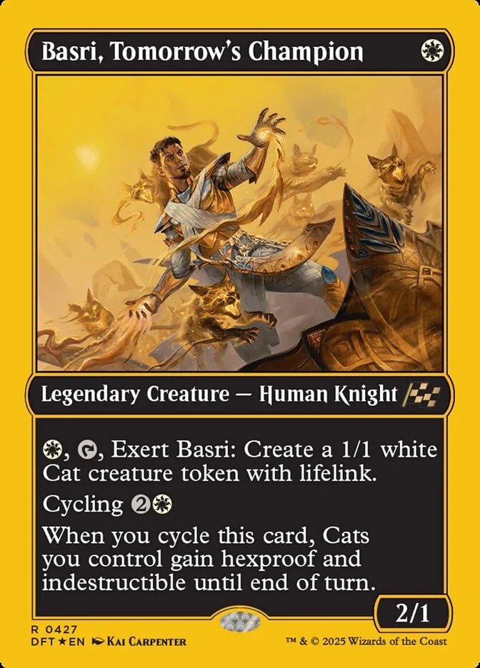 2025 Aetherdrift Basri, Tomorrow's Champion [First Place Foil] rare #427 rare card image