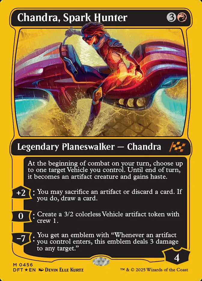 2025 Aetherdrift Chandra, Spark Hunter mythic #456 mythic card image