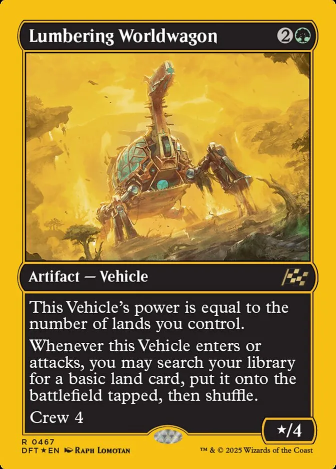 2025 Aetherdrift Lumbering Worldwagon [First Place Foil] rare #467 rare card image