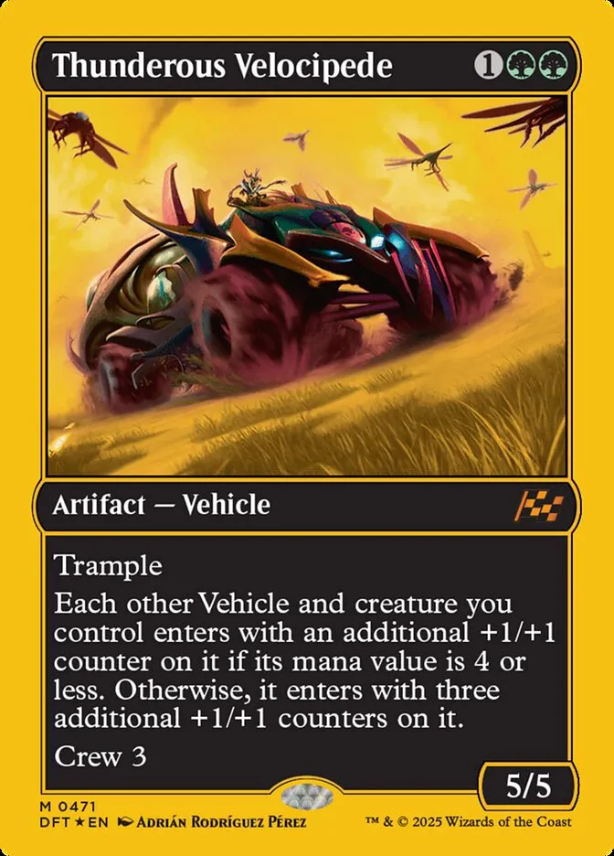 2025 Aetherdrift Thunderous Velocipede [First Place Foil] mythic #471 mythic card image