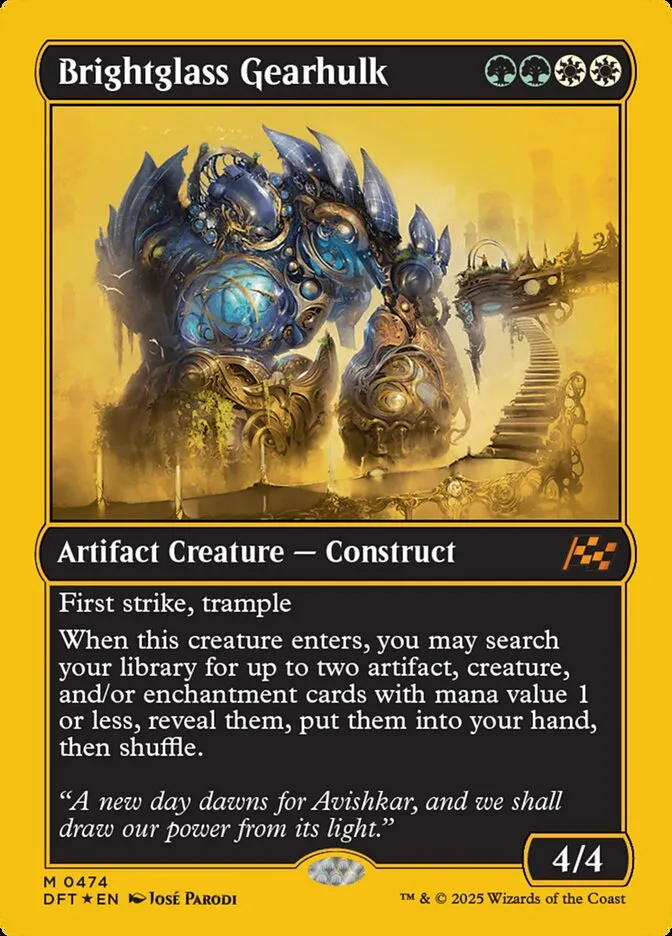 2025 Aetherdrift Brightglass Gearhulk mythic #474 mythic card image