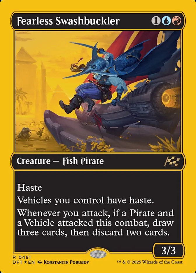 2025 Aetherdrift Fearless Swashbuckler [First Place Foil] rare #481 rare card image