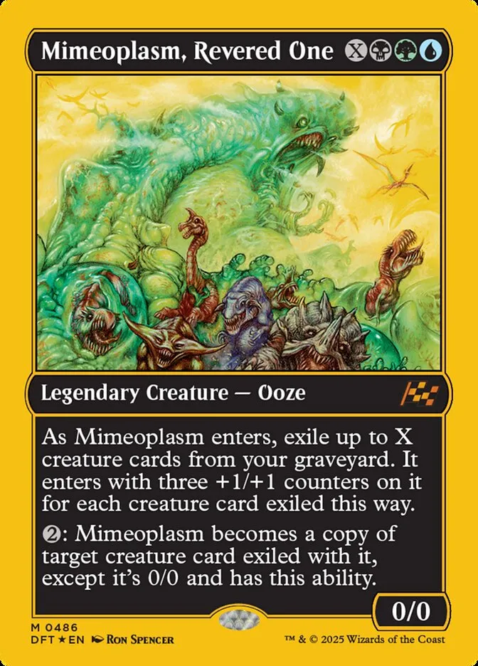 2025 Aetherdrift Mimeoplasm, Revered One mythic #486 mythic card image