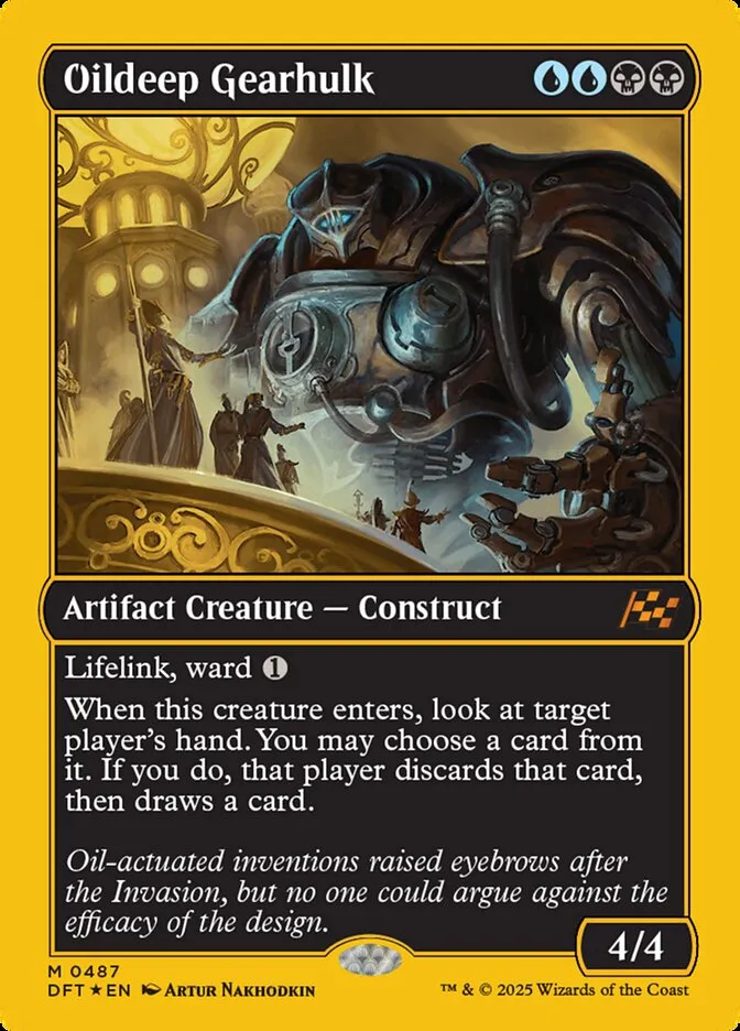 2025 Aetherdrift Oildeep Gearhulk [First Place Foil] mythic #487 mythic card image