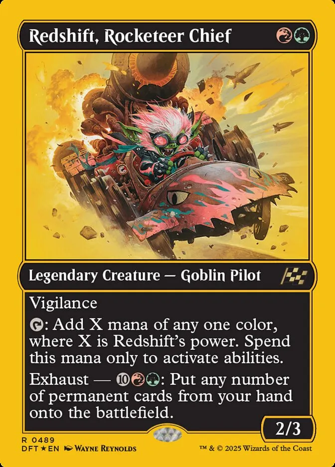 2025 Aetherdrift Redshift, Rocketeer Chief rare #489 rare card image