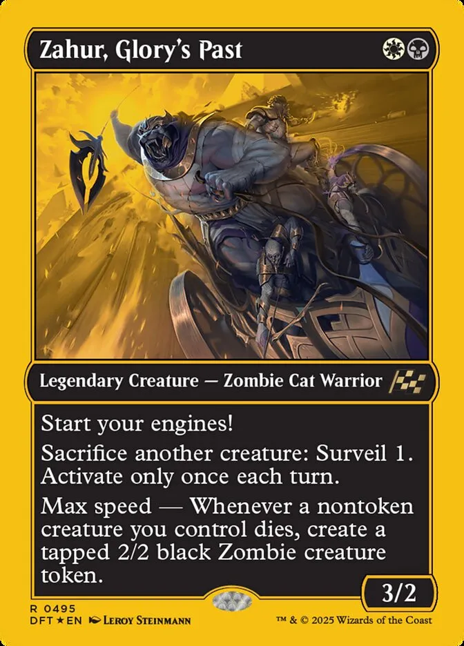 2025 Aetherdrift Zahur, Glory's Past [First Place Foil] rare #495 rare card image