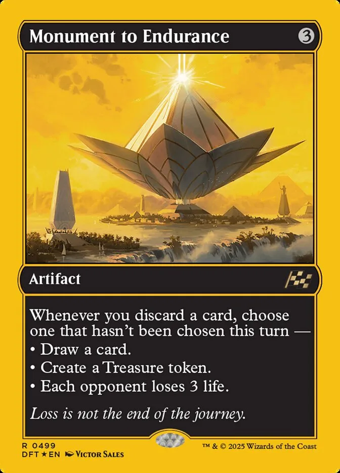 2025 Aetherdrift Monument to Endurance [First Place Foil] rare #499 rare card image