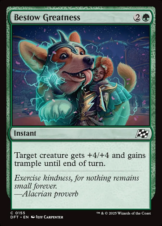 2025 Aetherdrift Bestow Greatness common #155 common card image