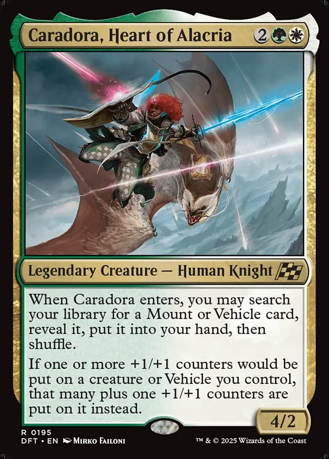 2025 Aetherdrift Caradora, Heart of Alacria #195 rare card image
