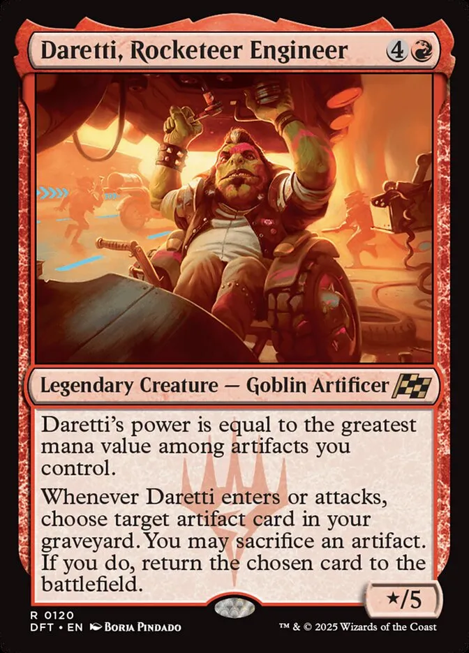 2025 Aetherdrift Daretti, Rocketeer Engineer rare #120 rare card image