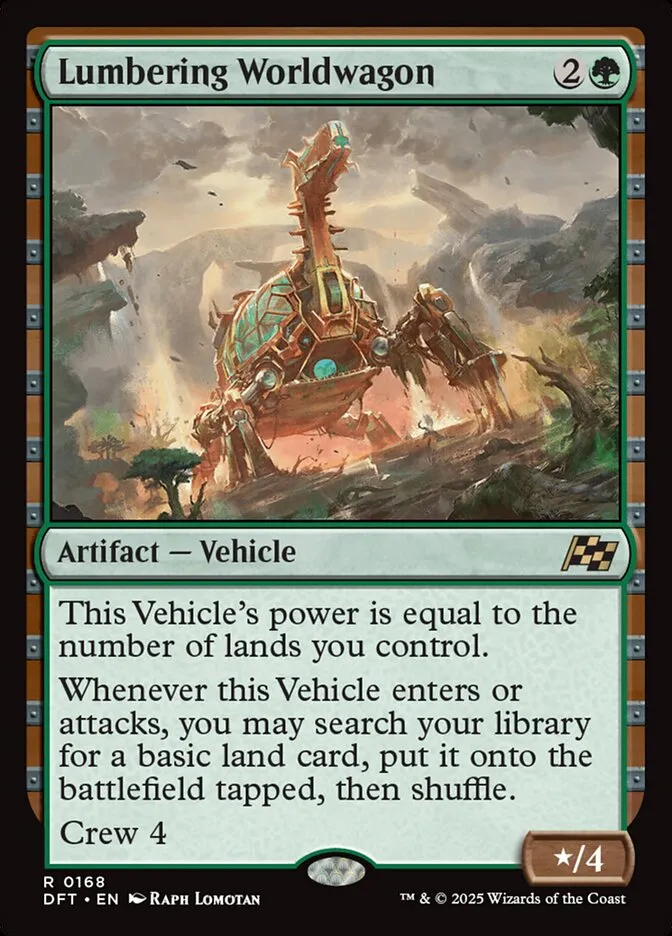 2025 Aetherdrift Lumbering Worldwagon rare #168 rare card image