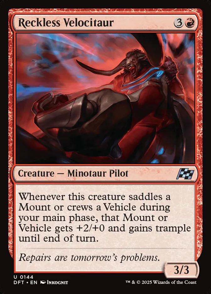 2025 Aetherdrift Reckless Velocitaur [Foil] uncommon #144 uncommon card image