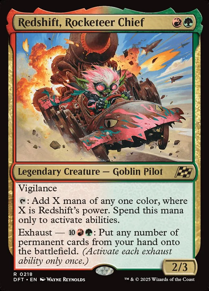 2025 Aetherdrift Redshift, Rocketeer Chief #218 rare card image