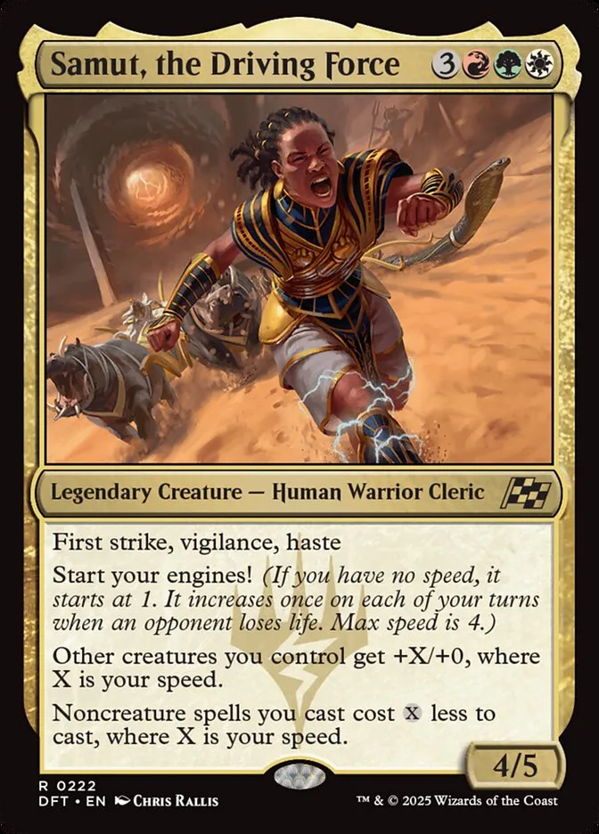 2025 Aetherdrift Samut, the Driving Force rare #222 rare card image
