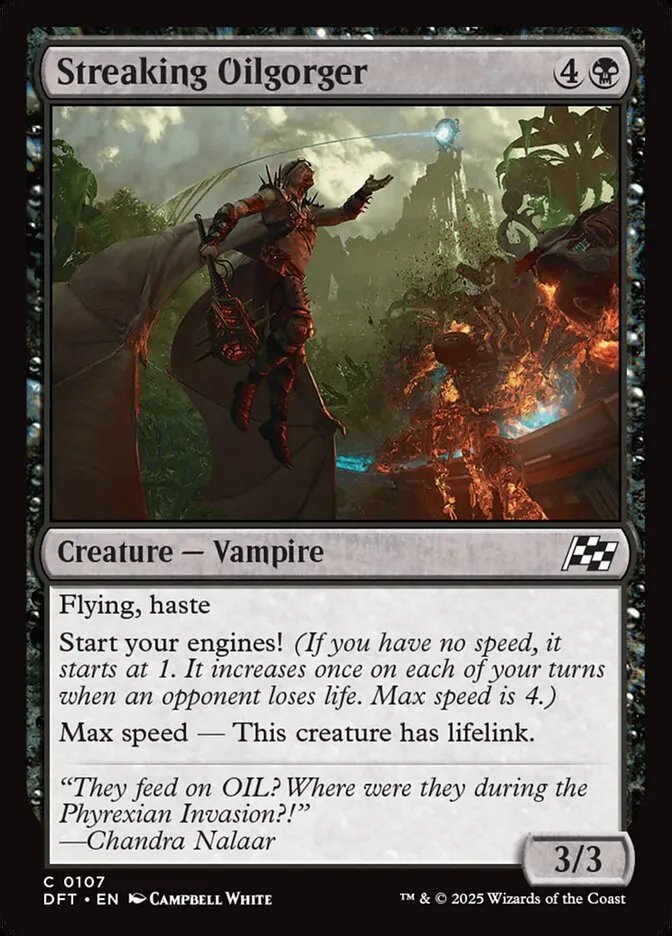 2025 Aetherdrift Streaking Oilgorger common #107 common card image