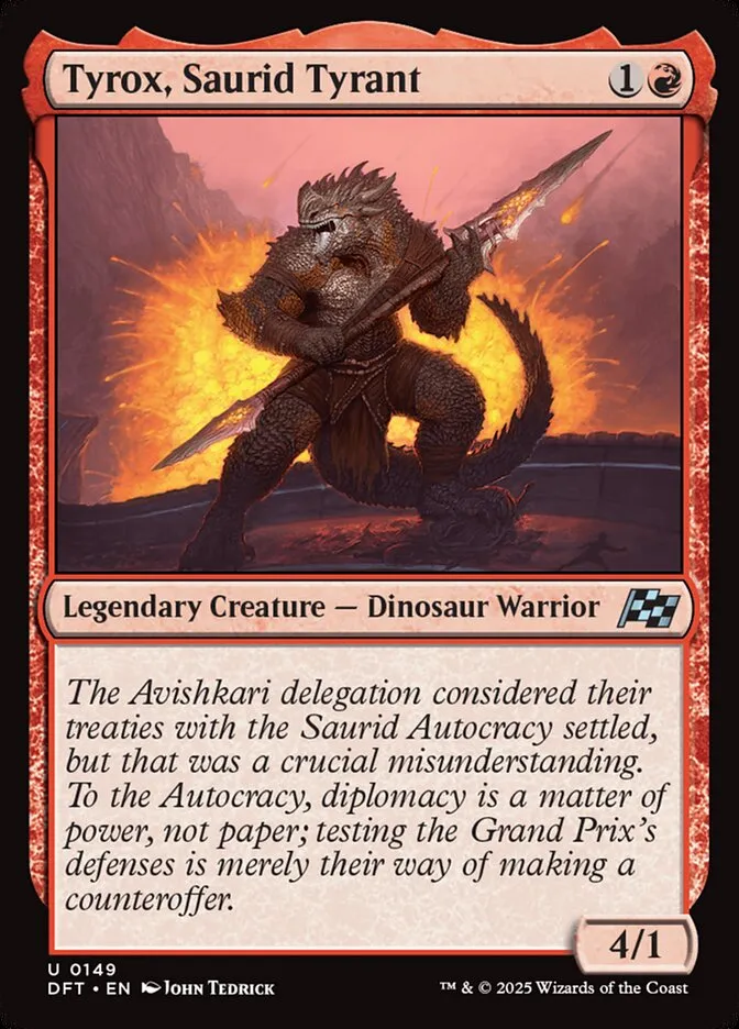 2025 Aetherdrift Tyrox, Saurid Tyrant [Foil] uncommon #149 uncommon card image