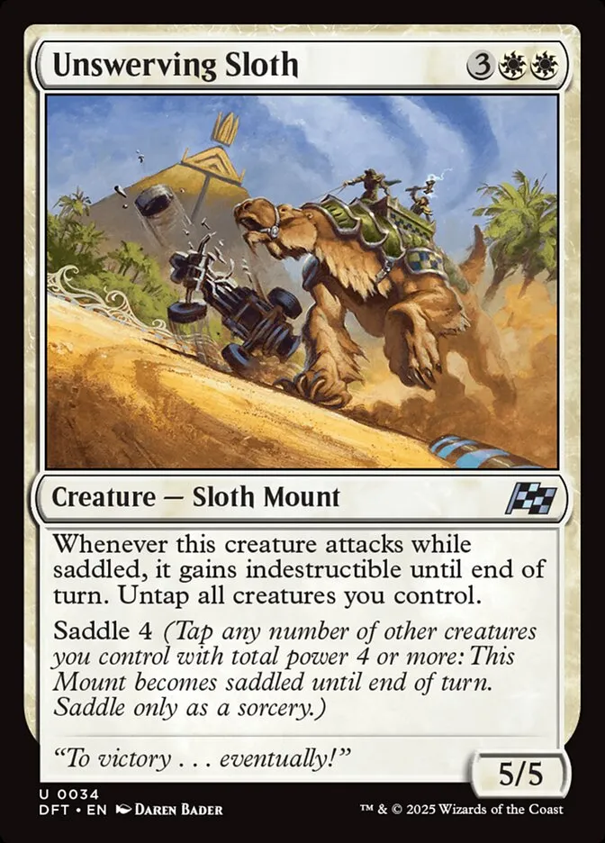 2025 Aetherdrift Unswerving Sloth uncommon #34 uncommon card image
