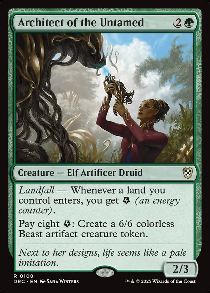 2025 Aetherdrift Commander Architect of the Untamed #108 rare card image