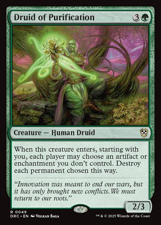 2025 Aetherdrift Commander Druid of Purification #49 rare card image