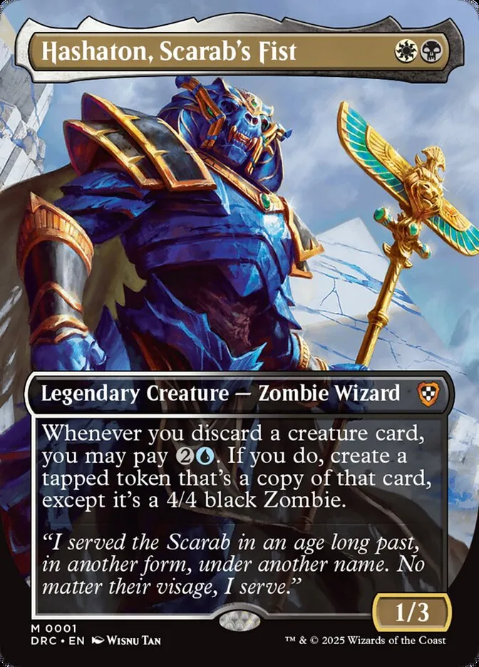 2025 Aetherdrift Commander Hashaton, Scarab's Fist mythic #1 mythic card image