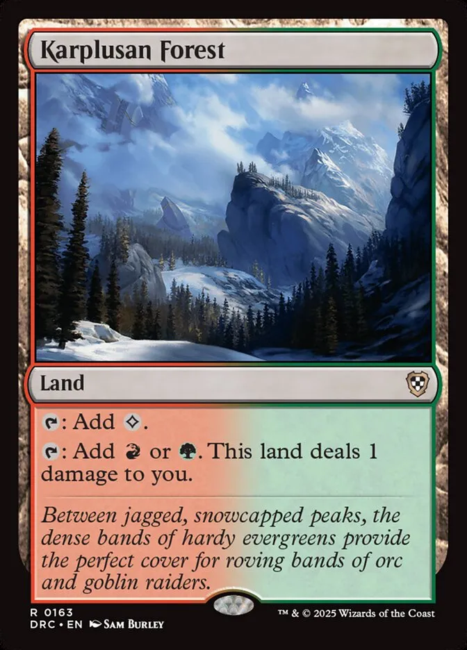 2025 Aetherdrift Commander Karplusan Forest #163 rare card image