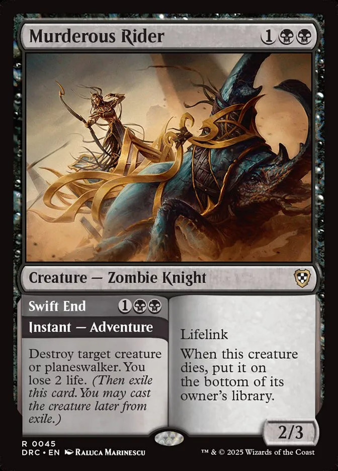 2025 Aetherdrift Commander Murderous Rider // Swift End rare #45 rare card image
