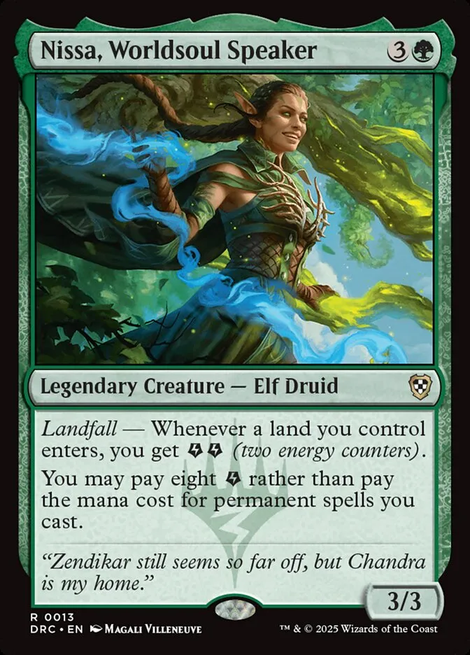 2025 Aetherdrift Commander Nissa, Worldsoul Speaker #13 rare card image
