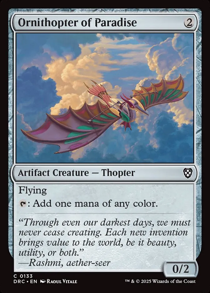 2025 Aetherdrift Commander Ornithopter of Paradise #133 common card image