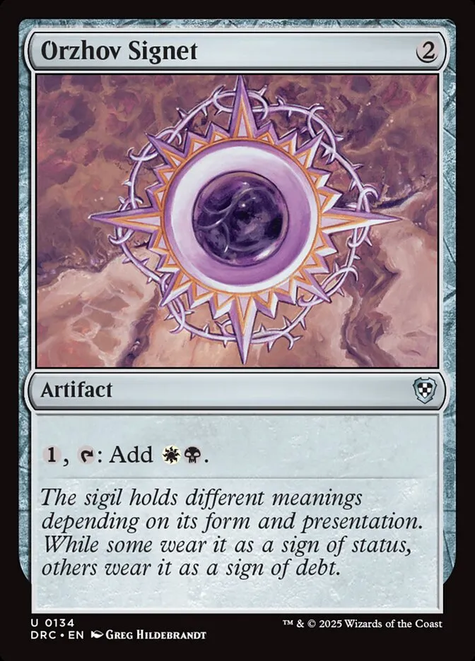2025 Aetherdrift Commander Orzhov Signet #134 uncommon card image