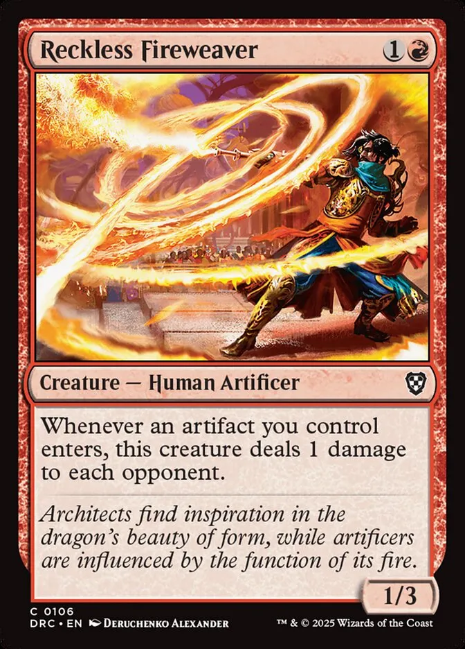 2025 Aetherdrift Commander Reckless Fireweaver common #106 common card image