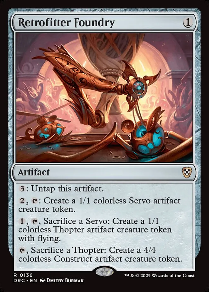 2025 Aetherdrift Commander Retrofitter Foundry rare #136 rare card image