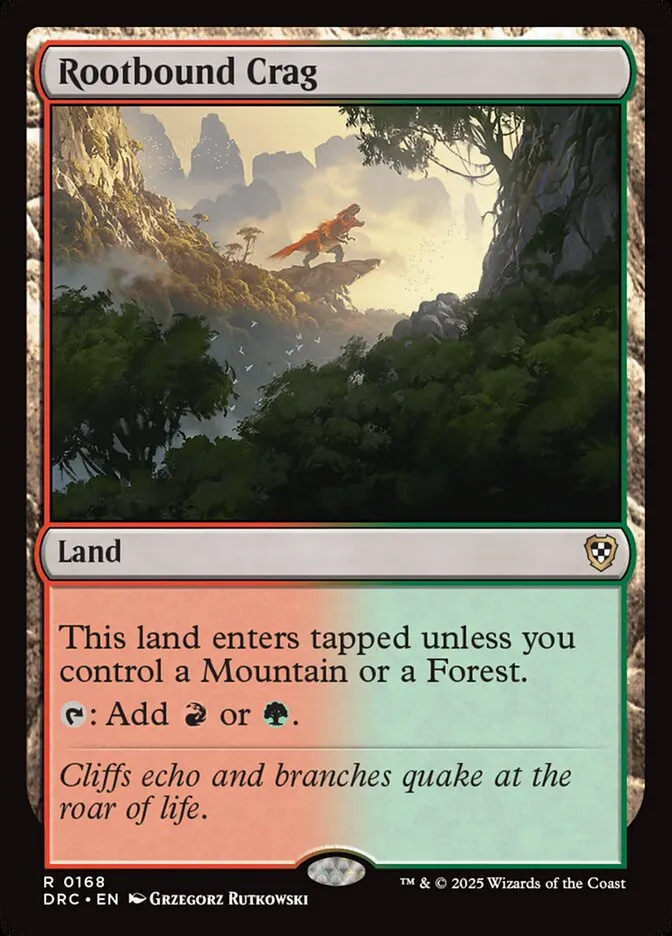2025 Aetherdrift Commander Rootbound Crag rare #168 rare card image