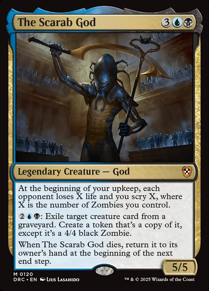 2025 Aetherdrift Commander The Scarab God #120 mythic card image