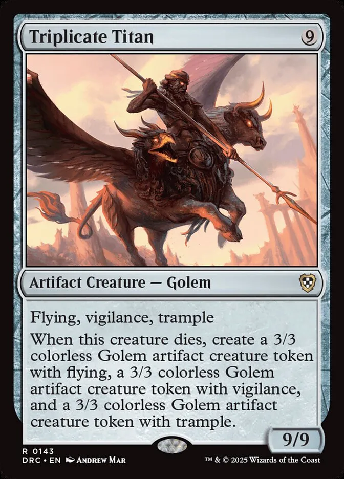 2025 Aetherdrift Commander Triplicate Titan rare #143 rare card image