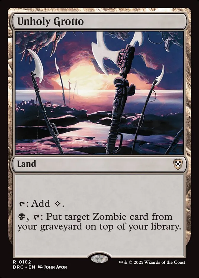 2025 Aetherdrift Commander Unholy Grotto #182 rare card image