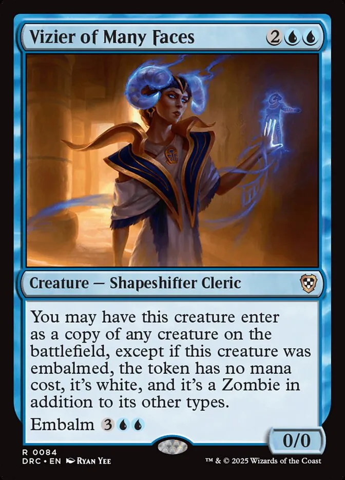 2025 Aetherdrift Commander Vizier of Many Faces #84 rare card image