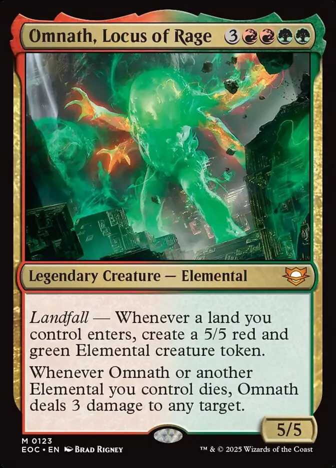 2025 Edge of Eternities Commander Omnath, Locus of Rage mythic #123 mythic card image