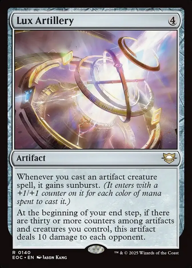2025 Edge of Eternities Commander Lux Artillery #140 rare card image