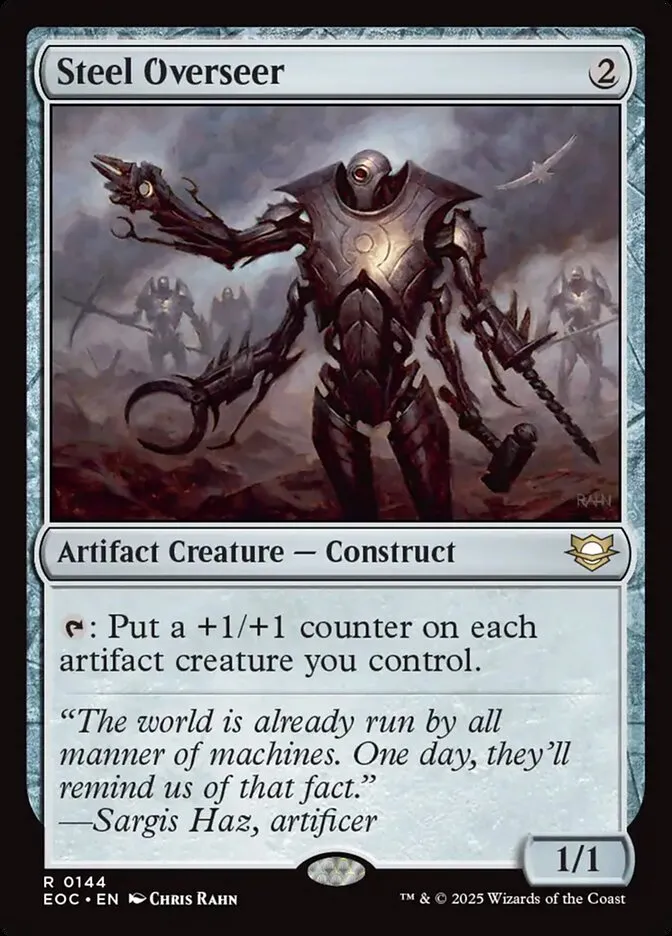 2025 Edge of Eternities Commander Steel Overseer #144 rare card image