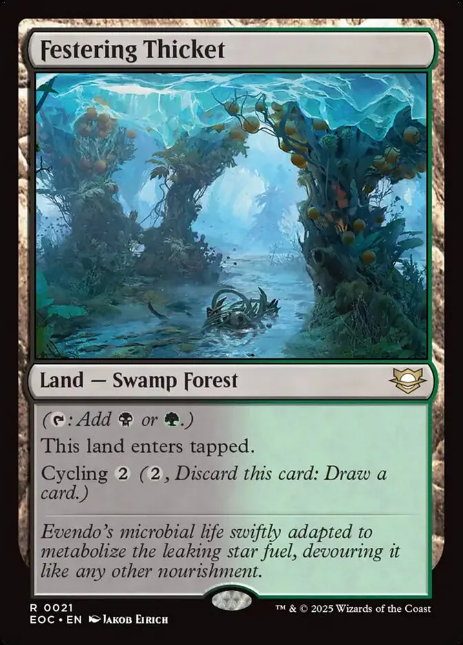 2025 Edge of Eternities Commander Festering Thicket rare #21 rare card image