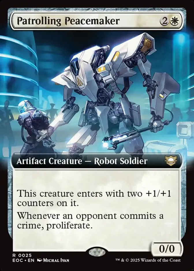 2025 Edge of Eternities Commander Patrolling Peacemaker rare #25 rare card image