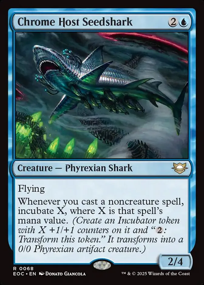 2025 Edge of Eternities Commander Chrome Host Seedshark rare #68 rare card image