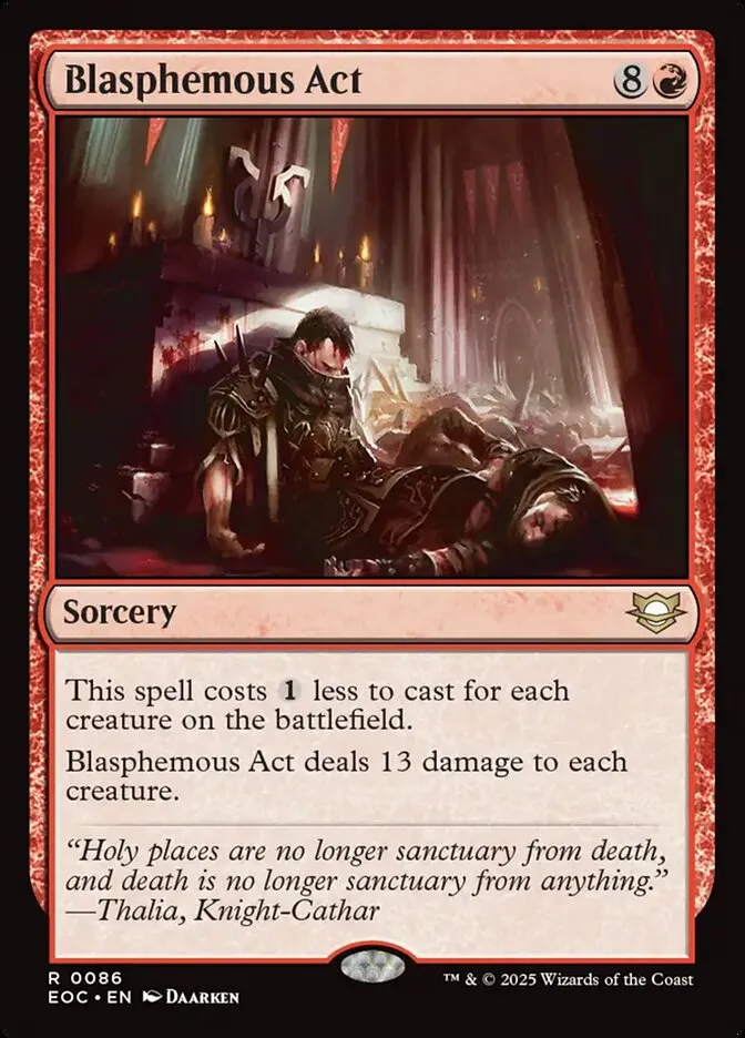 2025 Edge of Eternities Commander Blasphemous Act #86 rare card image