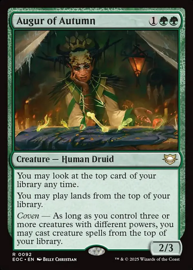 2025 Edge of Eternities Commander Augur of Autumn #92 rare card image