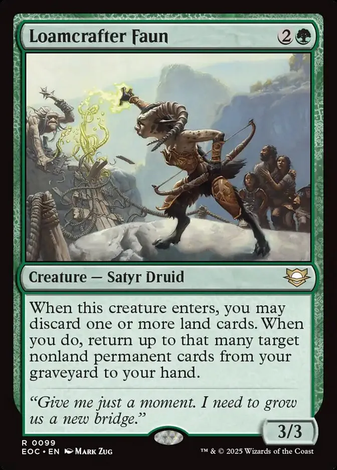 2025 Edge of Eternities Commander Loamcrafter Faun #99 rare card image