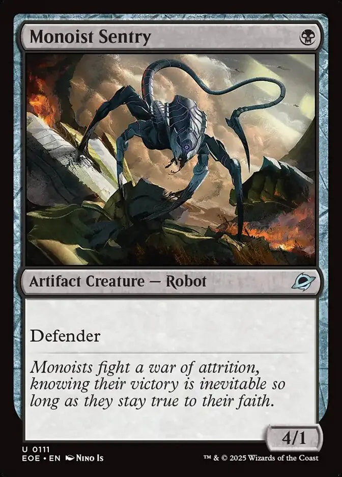 2025 Edge of Eternities Monoist Sentry #111 uncommon card image