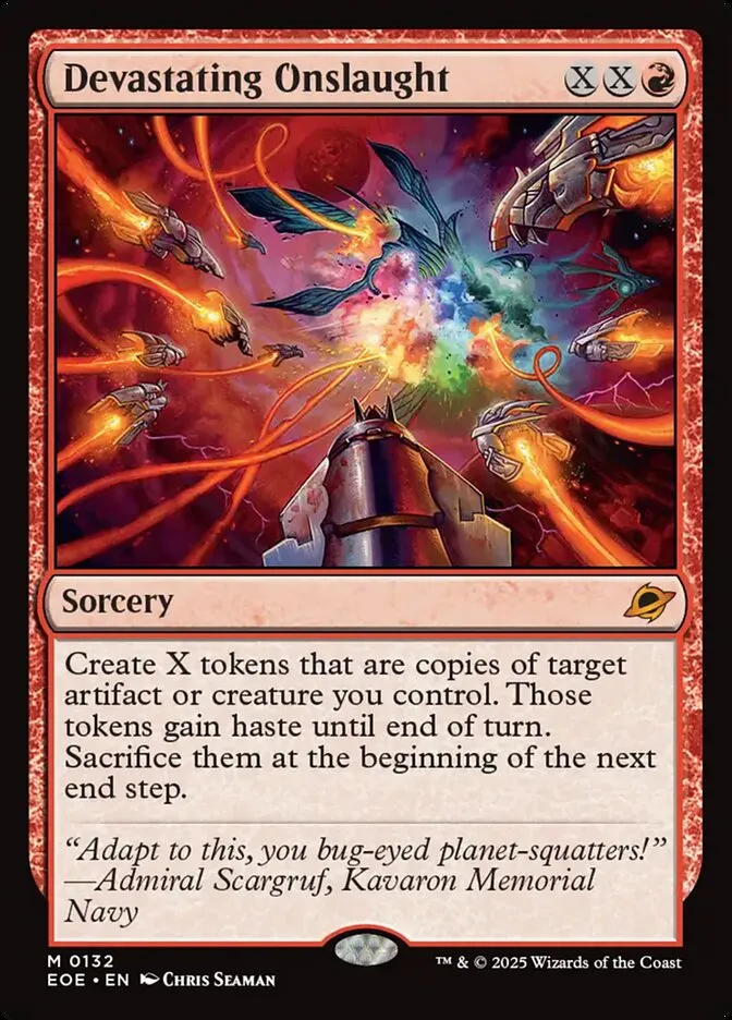 2025 Edge of Eternities Devastating Onslaught #132 mythic card image