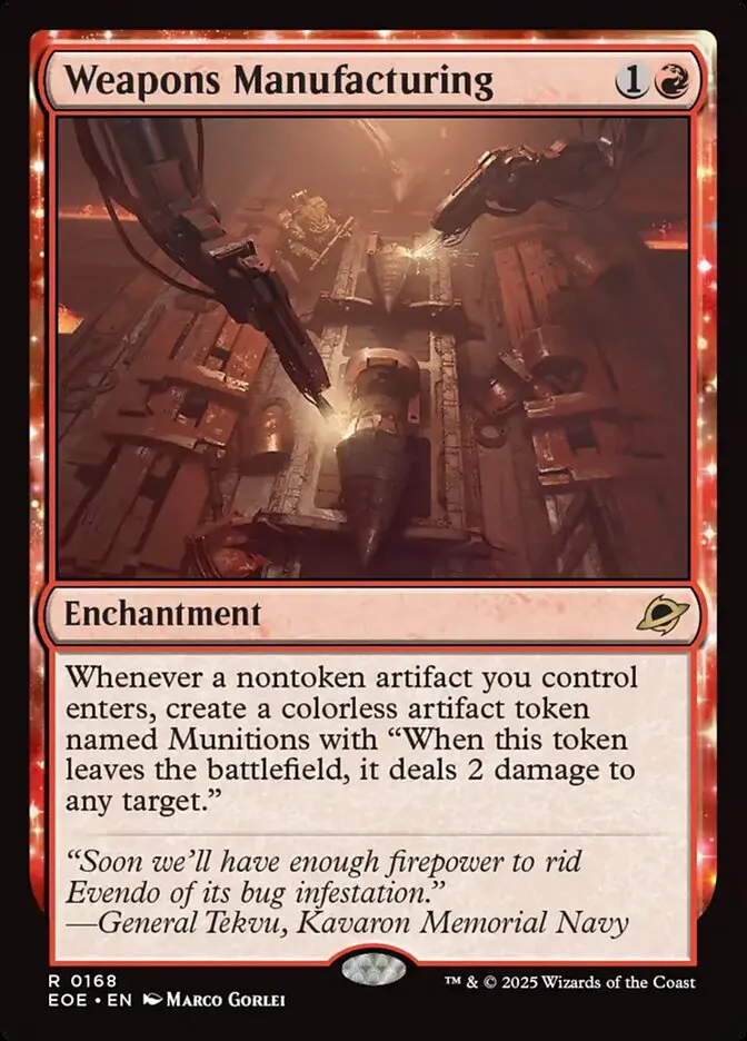 2025 Edge of Eternities Weapons Manufacturing #168 rare card image