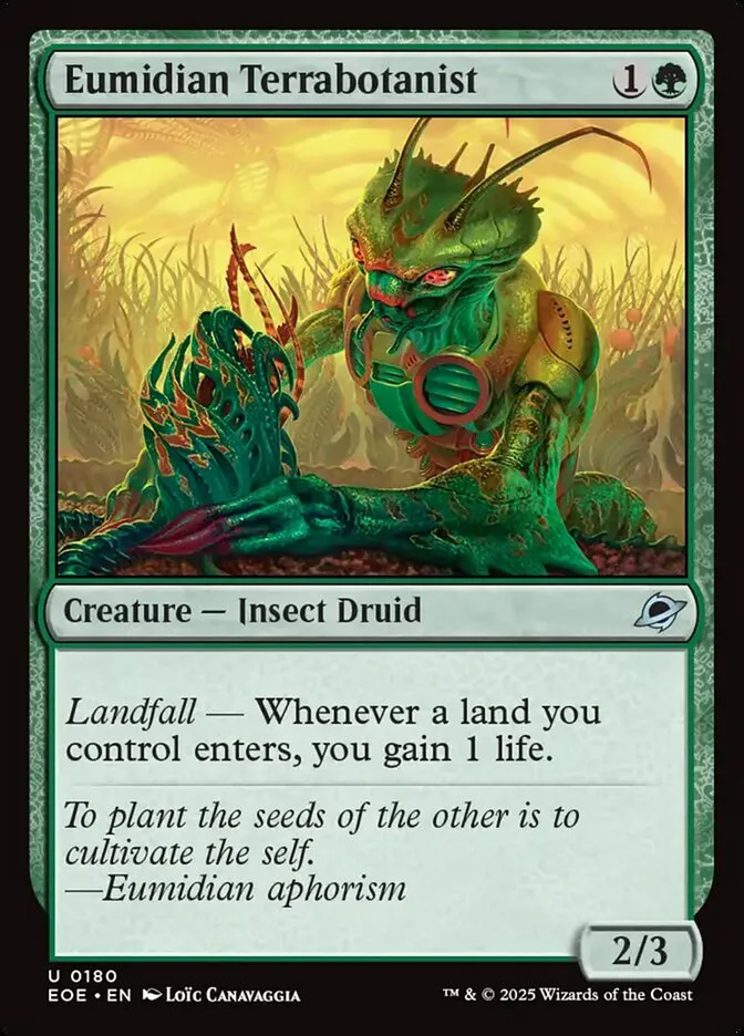 2025 Edge of Eternities Eumidian Terrabotanist #180 uncommon card image